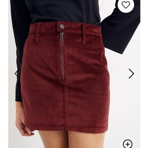 Madewell Velveteen Mini Straight sz 30 NEW Rich Velvet Burgundy Color